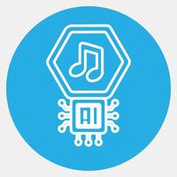 Icon ai music sound. Artificial intelligence elements. Icon in blue round style. vector
