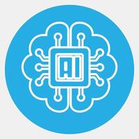 Icon embedded device. Artificial intelligence elements. Icon in blue round style. vector