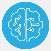 Icon machine learning. Artificial intelligence elements. Icon in blue round style. vector