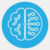Icon brain circuit. Artificial intelligence elements. Icon in blue round style. vector