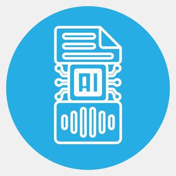 Icon speech to text. Artificial intelligence elements. Icon in blue round style. vector