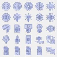 Icon set of artificial intelligence. Artificial intelligence elements. Icon in two tone style. vector