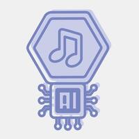 Icon ai music sound. Artificial intelligence elements. Icon in two tone style. vector