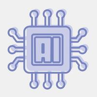 Icon ai processor. Artificial intelligence elements. Icon in two tone style. vector