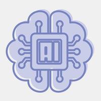 Icon embedded device. Artificial intelligence elements. Icon in two tone style. vector