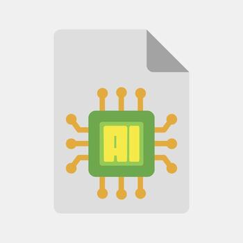 Icon ai document. Artificial intelligence elements. Icon in flat style. vector