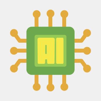 Icon ai processor. Artificial intelligence elements. Icon in flat style. vector