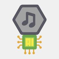 Icon ai music sound. Artificial intelligence elements. Icon in flat style. vector