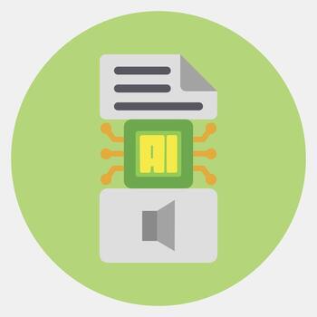 Icon text to sound. Artificial intelligence elements. Icon in color mate style. vector