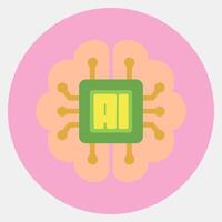 Icon embedded device. Artificial intelligence elements. Icon in color mate style. vector