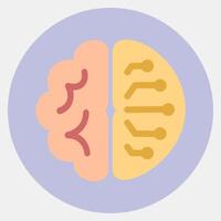 Icon brain circuit. Artificial intelligence elements. Icon in color mate style. vector