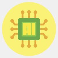 Icon ai processor. Artificial intelligence elements. Icon in color mate style. vector