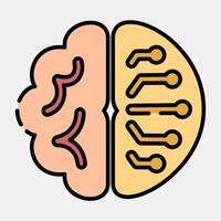 Icon brain circuit. Artificial intelligence elements. Icon in filled line style. vector