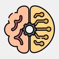 Icon artificial intelligence. Artificial intelligence elements. Icon in filled line style. vector