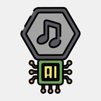 Icon ai music sound. Artificial intelligence elements. Icon in filled line style. vector