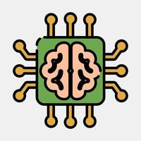 Icon artificial brain. Artificial intelligence elements. Icon in filled line style. vector