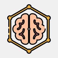 Icon deep learning. Artificial intelligence elements. Icon in filled line style. vector