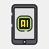 Icon ai application. Artificial intelligence elements. Icon in filled line style. vector