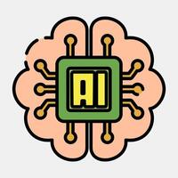 Icon embedded device. Artificial intelligence elements. Icon in filled line style. vector