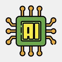 Icon ai processor. Artificial intelligence elements. Icon in filled line style. vector