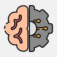 Icon machine learning. Artificial intelligence elements. Icon in filled line style. vector
