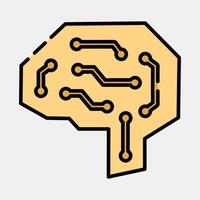 Icon digital brain. Artificial intelligence elements. Icon in filled line style. vector