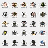 Icon set of artificial intelligence. Artificial intelligence elements. Icon in MBE style. vector