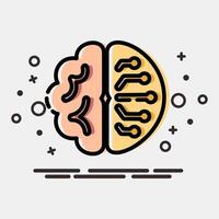 Icon brain circuit. Artificial intelligence elements. Icon in MBE style. vector