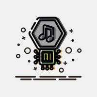 Icon ai music sound. Artificial intelligence elements. Icon in MBE style. vector