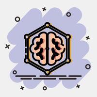 Icon deep learning. Artificial intelligence elements. Icon in comic style. vector