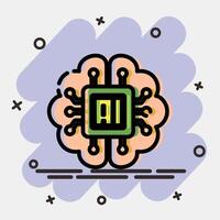 Icon embedded device. Artificial intelligence elements. Icon in comic style. vector