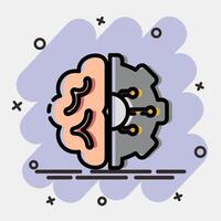 Icon machine learning. Artificial intelligence elements. Icon in comic style. vector