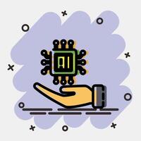 Icon ai on hand. Artificial intelligence elements. Icon in comic style. vector