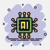 Icon ai processor. Artificial intelligence elements. Icon in comic style. vector
