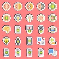 Sticker set of artificial intelligence. Artificial intelligence elements. vector