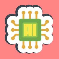 Sticker ai processor. Artificial intelligence elements. vector