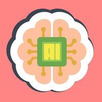 Sticker embedded device. Artificial intelligence elements. vector
