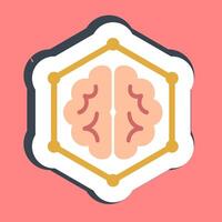 Sticker deep learning. Artificial intelligence elements. vector