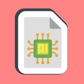 Sticker ai document. Artificial intelligence elements. vector