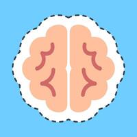 Cutting line sticker brain. Artificial intelligence elements. vector
