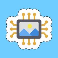Cutting line sticker ai image. Artificial intelligence elements. vector