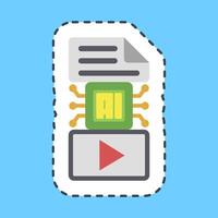 Cutting line sticker text to . Artificial intelligence elements. vector
