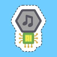 Cutting line sticker ai music sound. Artificial intelligence elements. vector