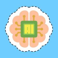 Cutting line sticker embedded device. Artificial intelligence elements. vector