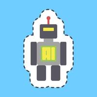 Cutting line sticker robot. Artificial intelligence elements. vector
