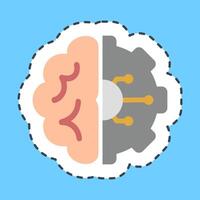 Cutting line sticker machine learning. Artificial intelligence elements. vector