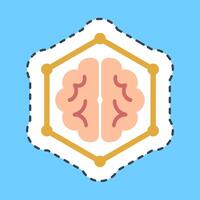 Cutting line sticker deep learning. Artificial intelligence elements. vector