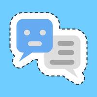 Cutting line sticker chat bot. Artificial intelligence elements. vector