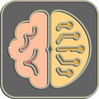 Icon brain circuit. Artificial intelligence elements. Icon in embossed style. vector
