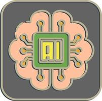 Icon embedded device. Artificial intelligence elements. Icon in embossed style. vector